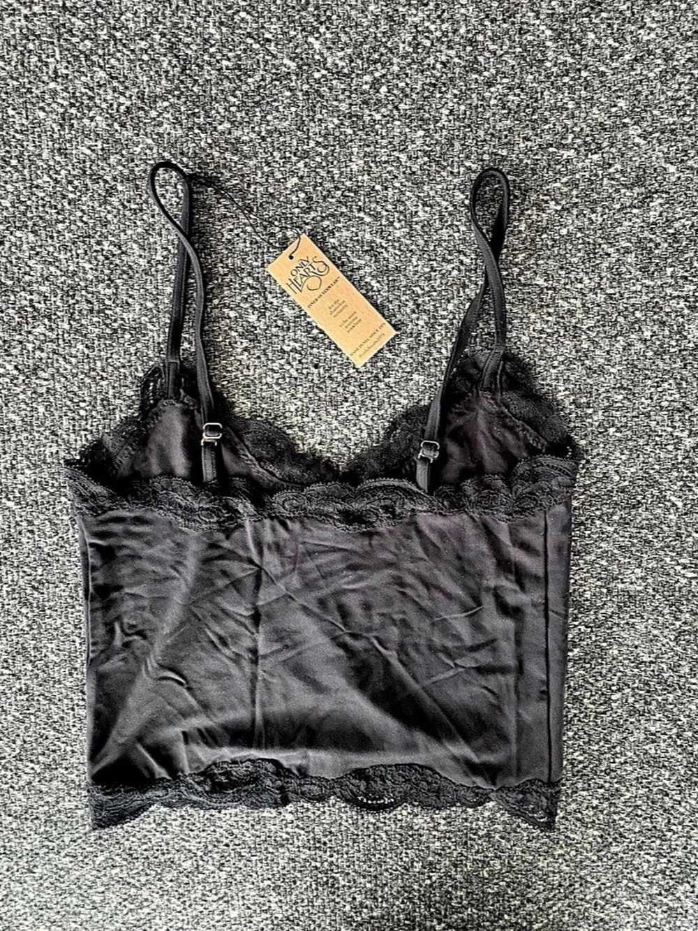 Only Hearts Lace Trim cropped Camisole in Black New with Tag